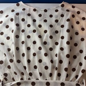 Polka Dot Women's Top - White and Brown